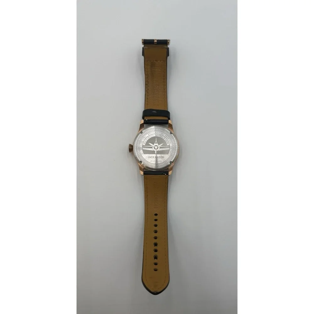 Jack Mason JM-A101 Aviator Pilot Watch Bronze Tone Black Leather 100M